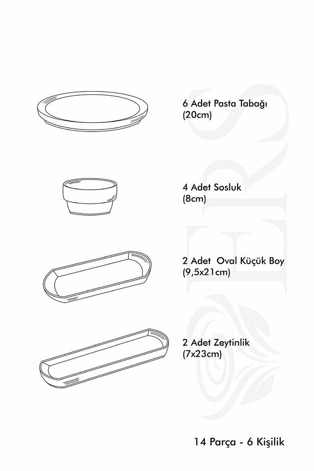 Eylül Lüx Rölyefli 14 Parça 6 Kişilik Kahvaltı Takımı Seti - 2