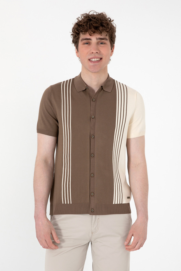 Men's Regular Fit Mink Knitwear Shirt 50299329-Vr052