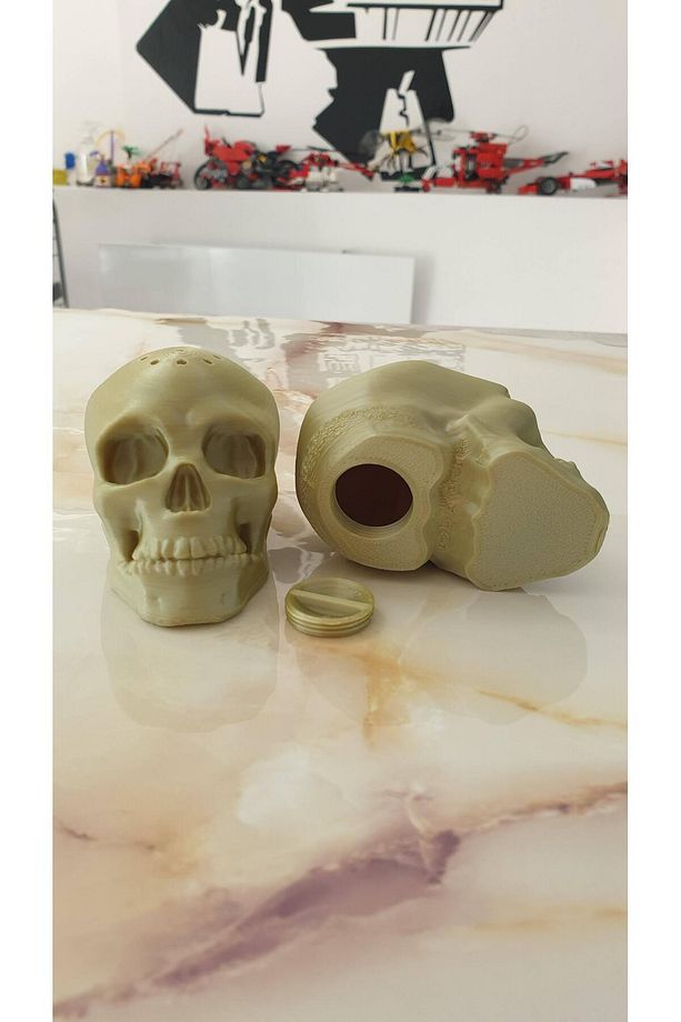 3d Baskı Kuru Kafa Şekilli Tuzluk & Biberlik Seti - 7