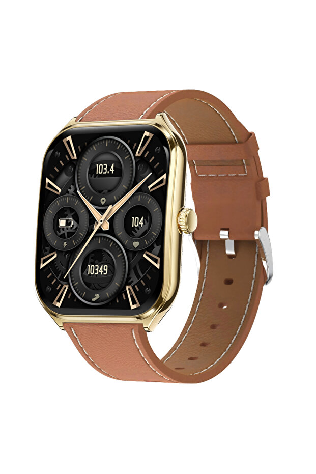 FAMO99 Smart Watch 1.93" AMOLED, Bluetooth Call, Fitness Tracker, Android & iOS - Gold - 4