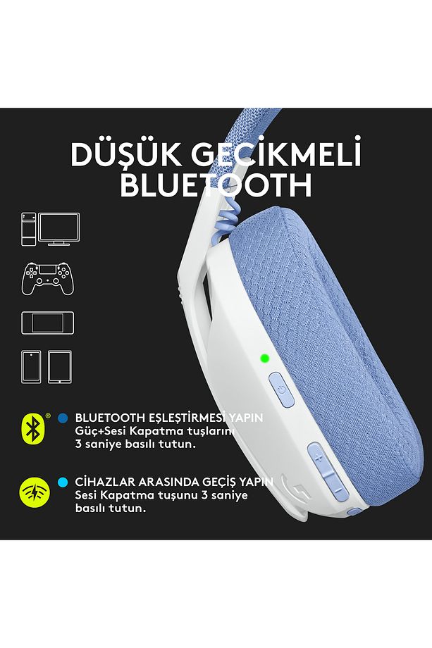 G G435 LIGHTSPEED Kablosuz Oyuncu Kulaklığı - Beyaz - 3