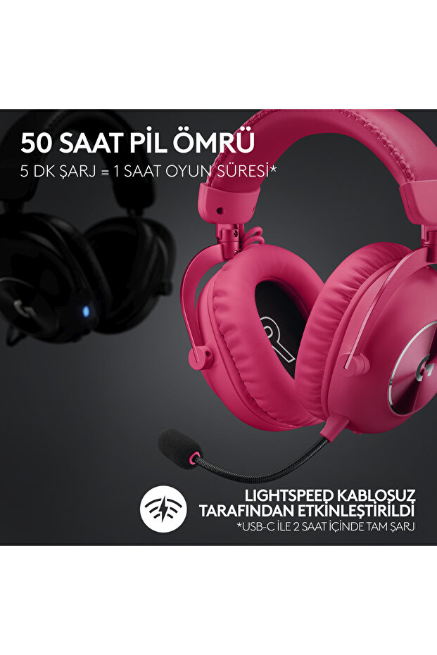 G PRO X 2 LIGHTSPEED Kablosuz DTS:X Headphone 2.0 - 7.1 Surround Ses Oyun Kulaklığı - Pembe - 3