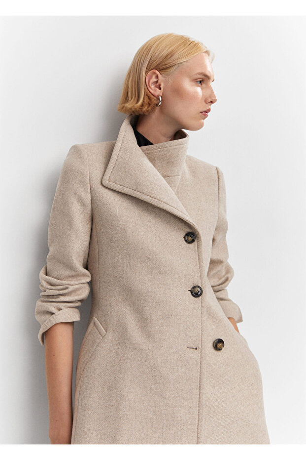 Wełniany płaszcz z paskiem - 3