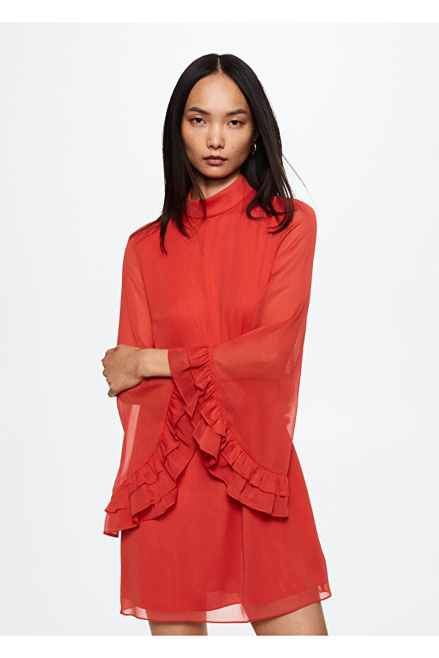 Kadın Kırmızı Elbise - 9