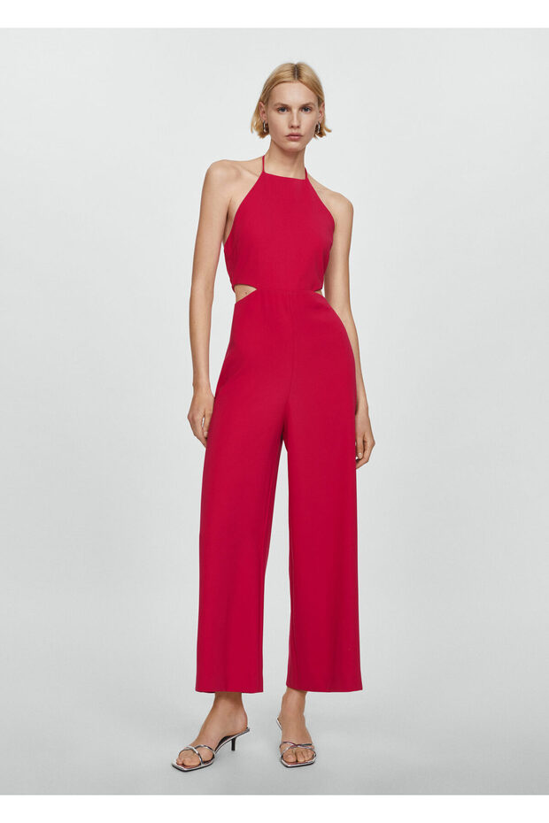 Delikli halter yaka tulum - 1