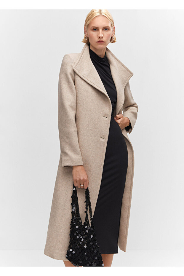 Wełniany płaszcz z paskiem - 4