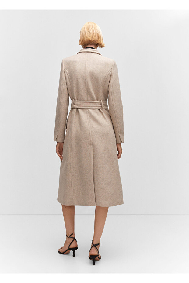 Wełniany płaszcz z paskiem - 6