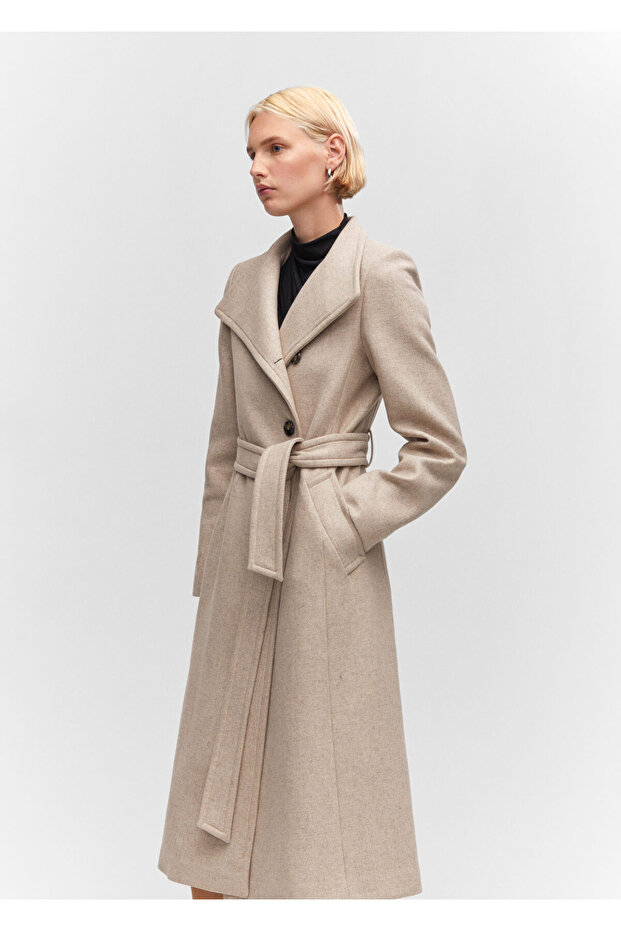 Wełniany płaszcz z paskiem - 2