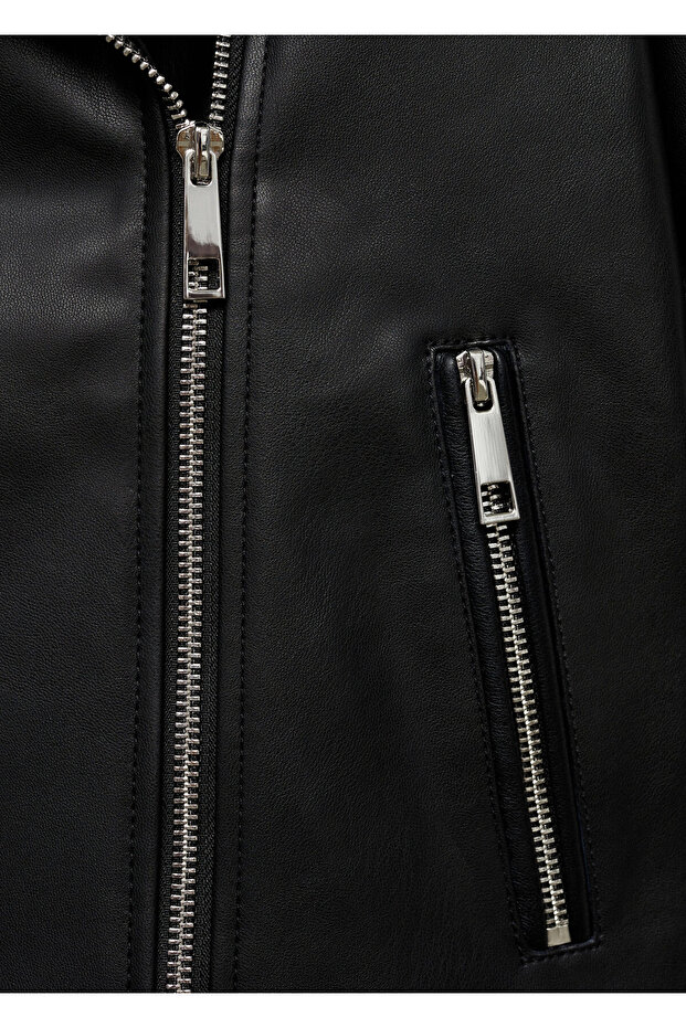 Deri Görünümlü Ceket - 9