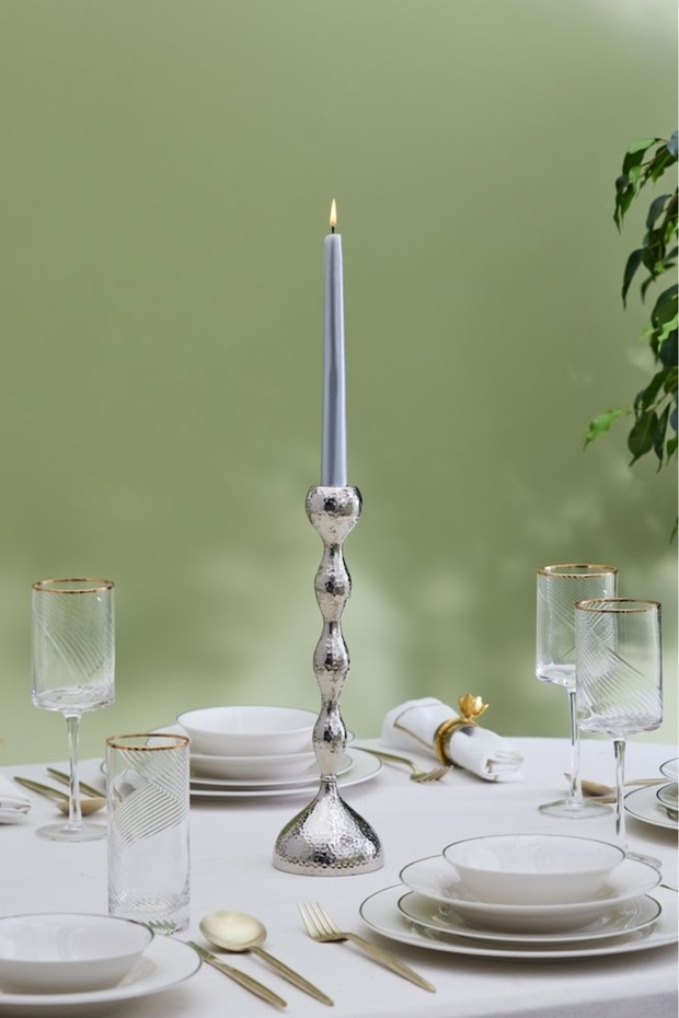 Arlen Tekli Şamdan Silver 27 Cm - 1