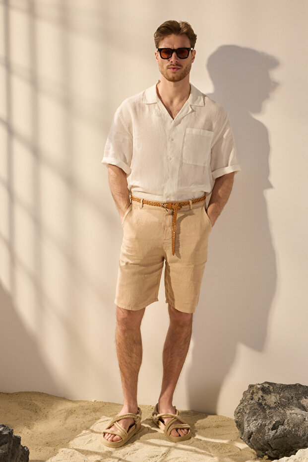 Vizon %100 Keten Regular Fit Şort&Bermuda TMNSS25SR00049 - 1