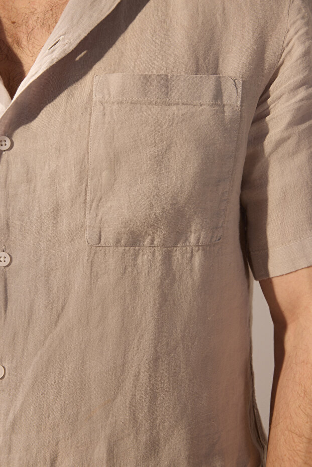Taş %100 Keten Regular Fit Gömlek TMNSS25GO00056 - 4