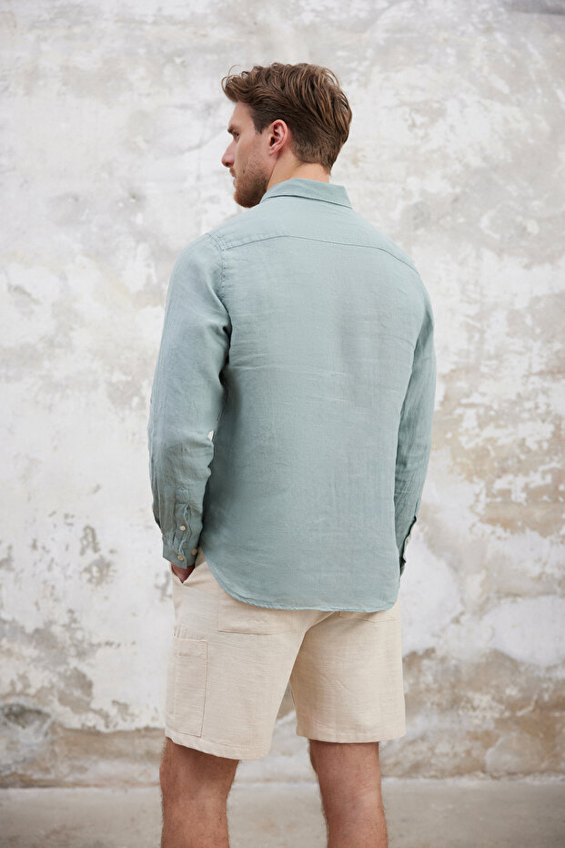 Mint %100 Keten Regular Fit Gömlek TMNSS25GO00057 - 4