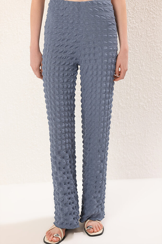 Indigo Dokulu Bluz-Pantolon Örme Alt-Üst Takım TWOSS24AU00032 - 3