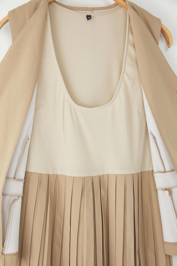 Béžové tkané šaty Polyviscon Plus Size - 7