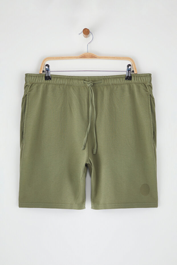 Haki Oversize/Geniş Kesim Yıkama/Eskitme Görünümlü %100 Pamuklu Şort & Bermuda TMNSS25SR00046 - 8