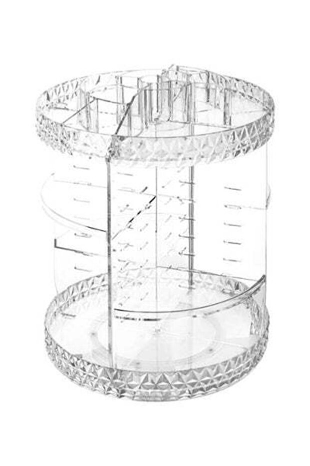 منظم مكياج دوار 360 درجة شفاف - 1
