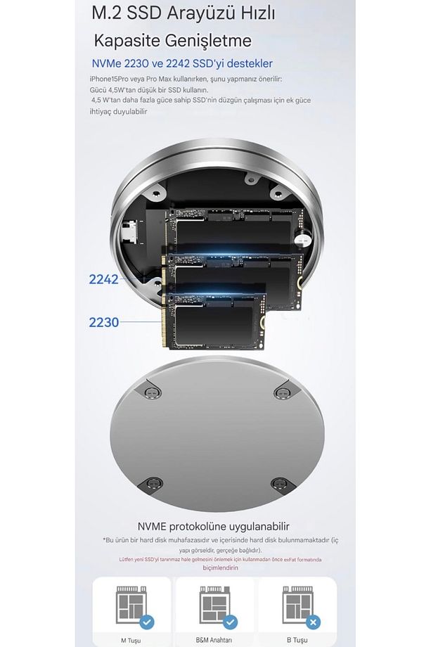 2230/2242 M.2 Nvme Ssd Muhafaza Kutusu Magsafeli 3.2 Gen2 10Gbps Süper Hızlı Magsafe Manyetik Type-C - 7
