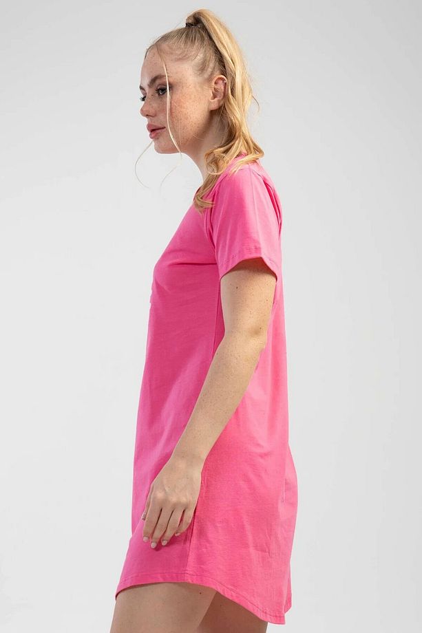 Kısa Kol Elbise Pijama Pembe - S - 3