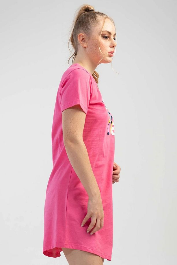 Kısa Kol Elbise Pijama Pembe - S - 2