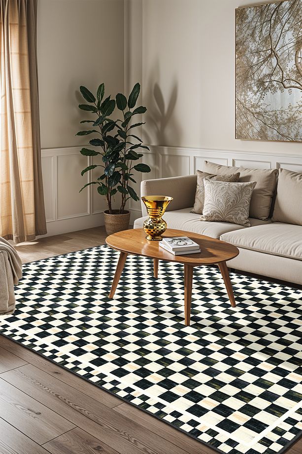 Mackenzie Modern Halı, Makinede Yıkanabilir Kaymaz Taban, İnce Salon Halısı, Mutfak Halısı ve Yolluk - 3