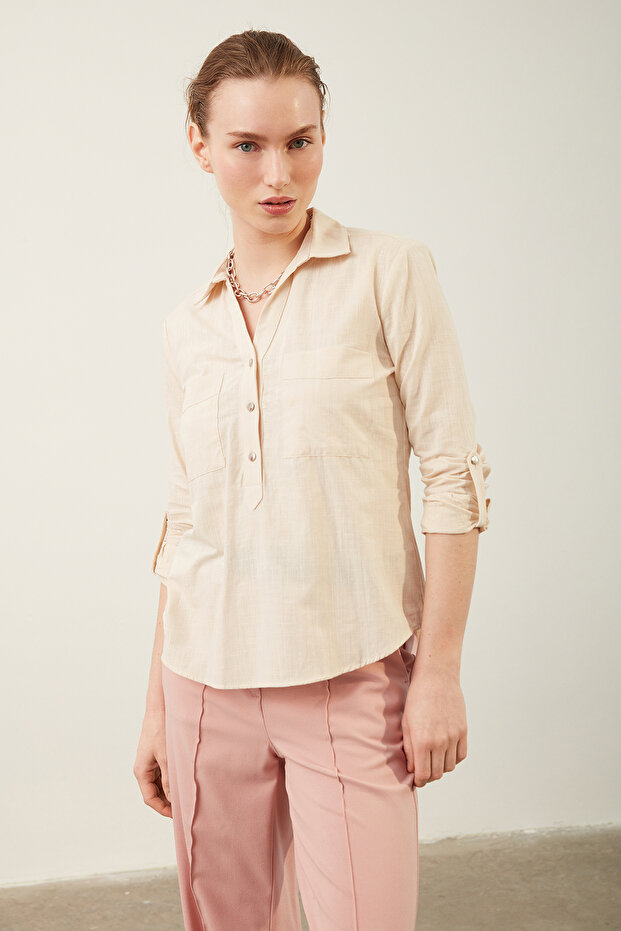 Gömlek Yaka Bluz - 3