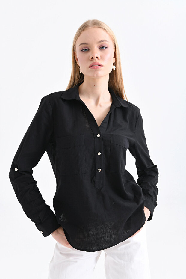 Gömlek Yaka Bluz - 2