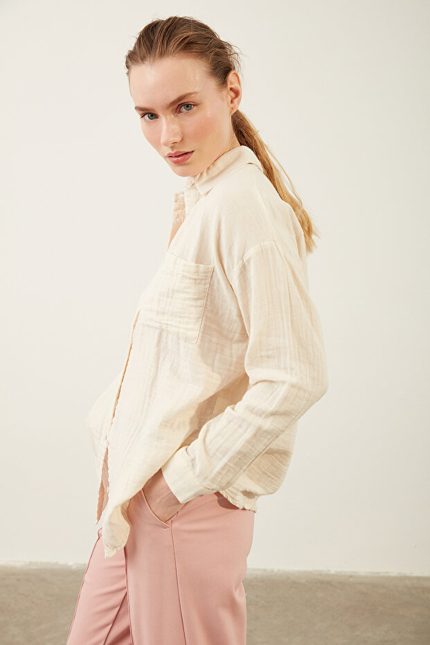 Cep Detaylı Oversize Gömlek - 4