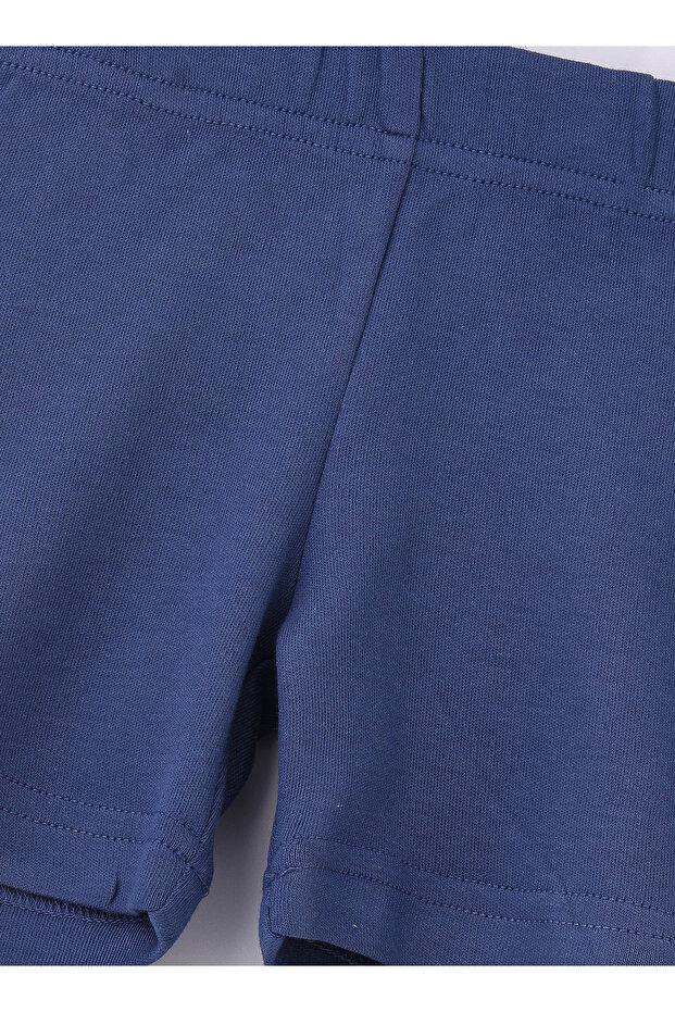 شورت قطني سادة للأولاد باللون الأزرق الداكن - 4