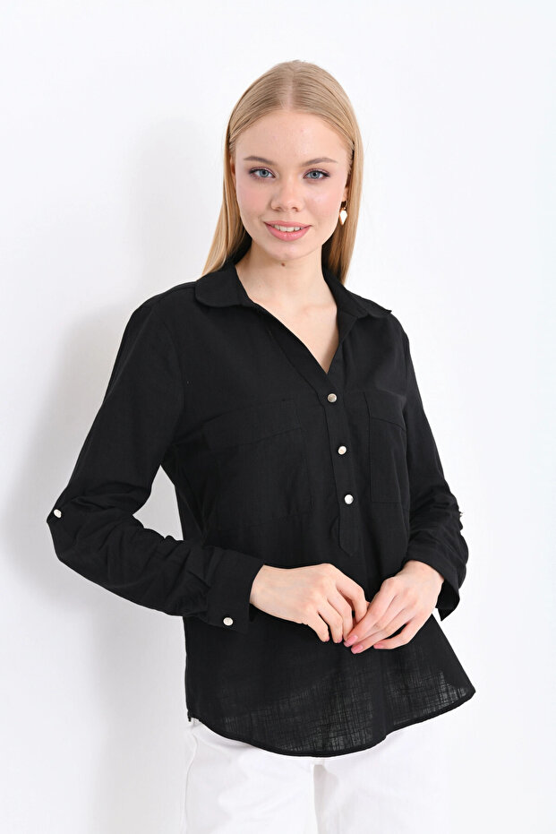 Gömlek Yaka Bluz - 4