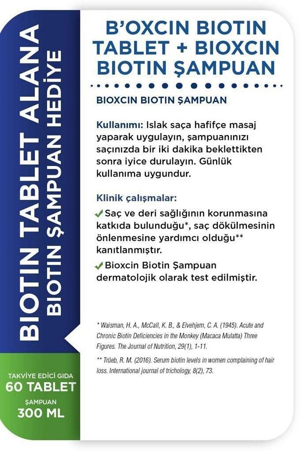 Biotin 5.000 mcg 60 Tablet + Biotin Şampuan 300 ml / 100 ML YÜZ TEMİZLEME JELİ / SET1049 - 8