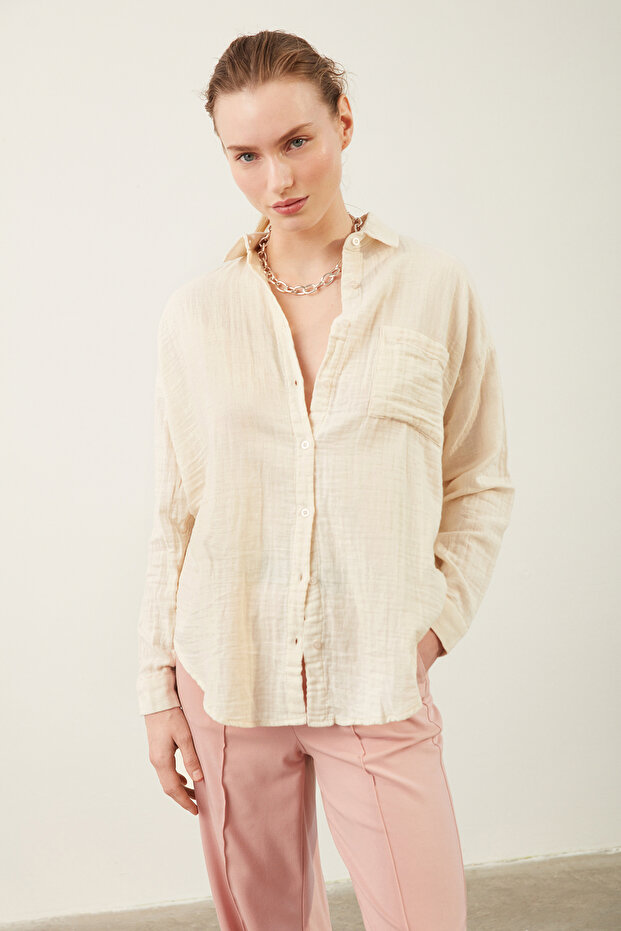 Cep Detaylı Oversize Gömlek - 3