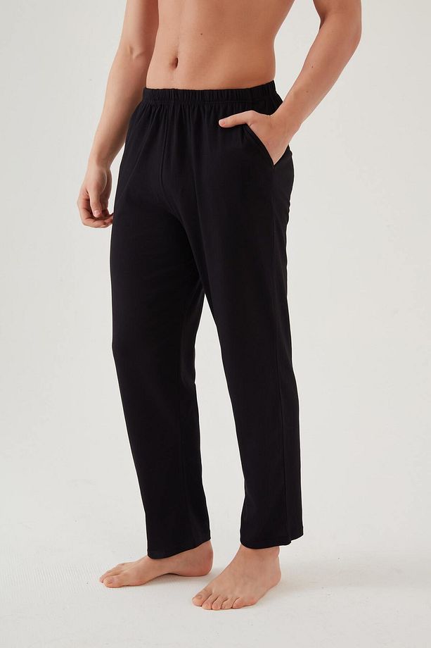 Erkek Pamuklu Ekose-siyah 2'li Tek Alt Pijama - 7