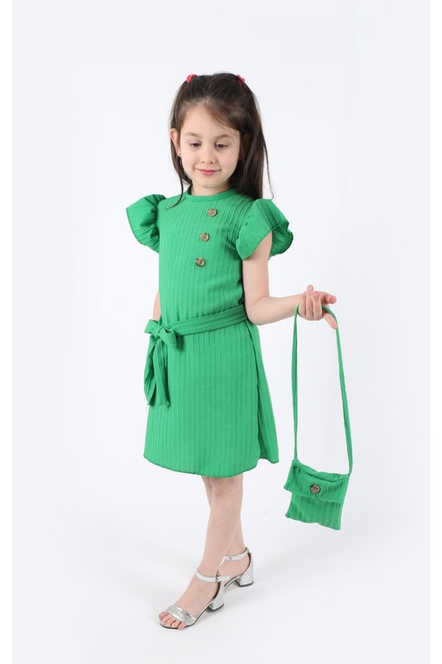 Green Girls' Princess Dress 2-8 Years Old - Birthday and Party Dress with Bag Gift