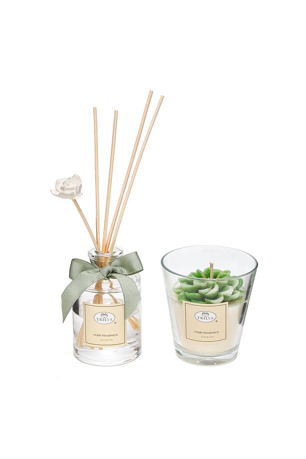 110 ml Patchoulı & Lavander Oda Kokusu Ve Çiçekli Vegan Mum Seti - 2