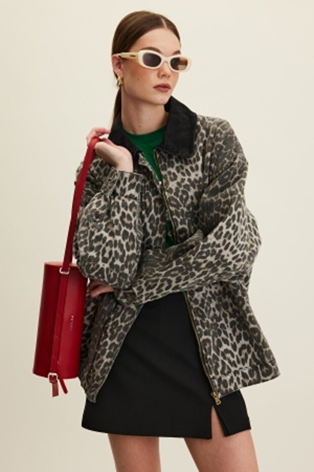 Leopard Patterned Gabardine Jacket - 3