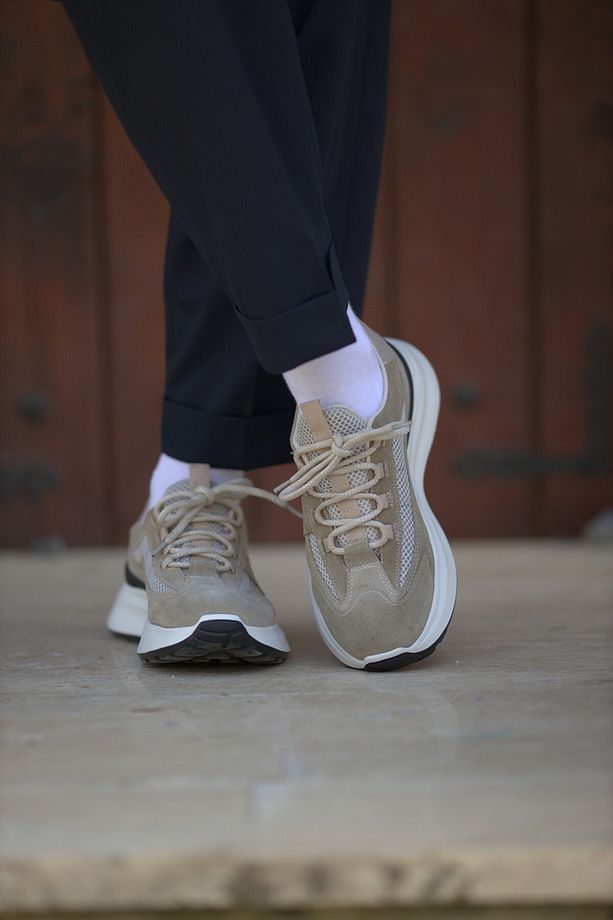 Harper Model Kombinasyonlu Deri İthal Taban Sneaker Ayakkabı - 2