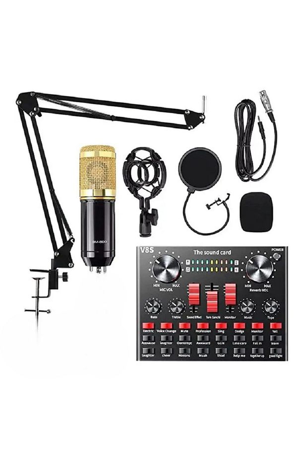 M800 V8 Plus Ses Kartlı Stüdyo Kayıt Youtuber Mikrofonu Seti (BM800 V8 PLUS FULL SET) - 1