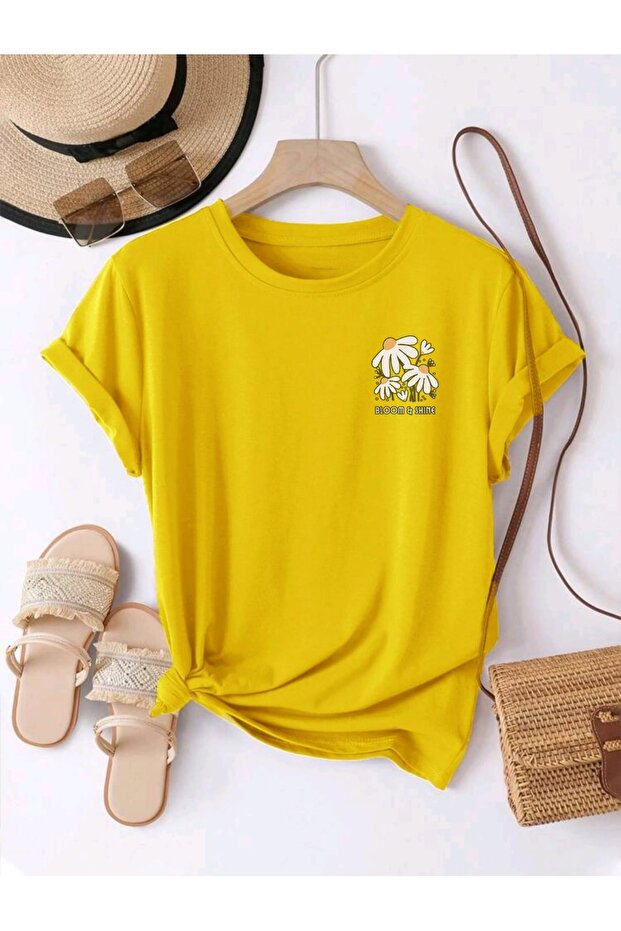 Bloom Shine Printed Unisex Summer Cotton Short Sleeve Tshirt