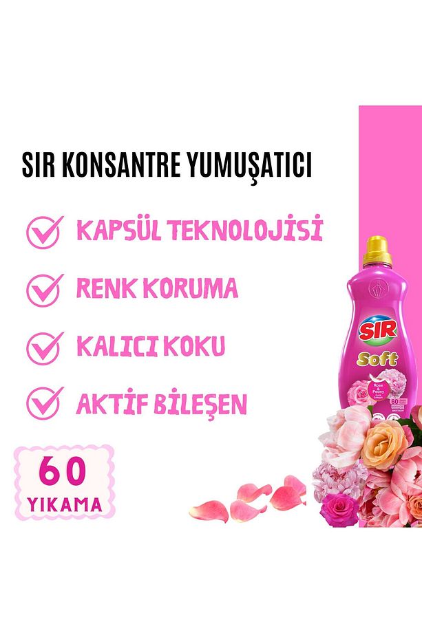 Konsantre Çamaşır Yumuşatıcısı Gül & Şakayık 1440 ml 60 Yıkama 2 Adet - 2