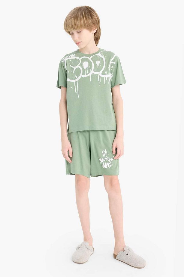 Erkek Çocuk Pijama Takımı Baskılı Kısa Kollu Üst Beli Lastikli Şort E0021A825SM - 2