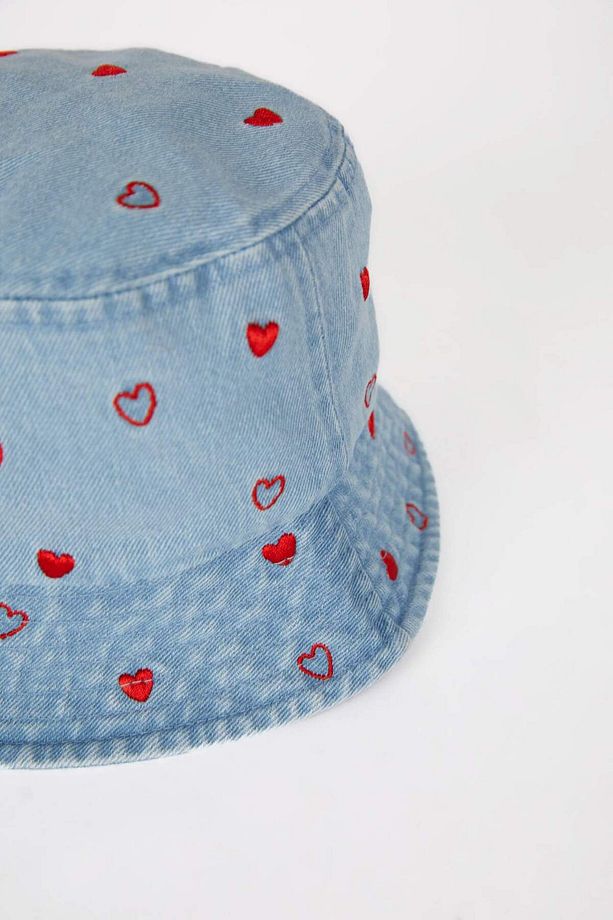 Kız Çocuk Kalpli Jean Bucket Şapka C0589A825SM - 2