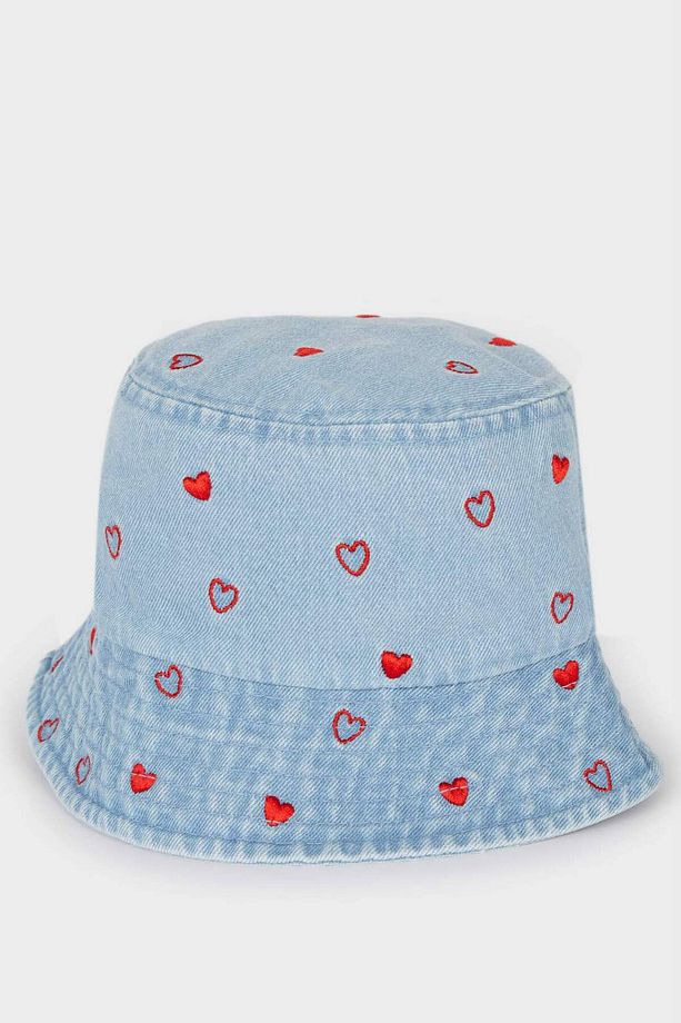Kız Çocuk Kalpli Jean Bucket Şapka C0589A825SM - 1