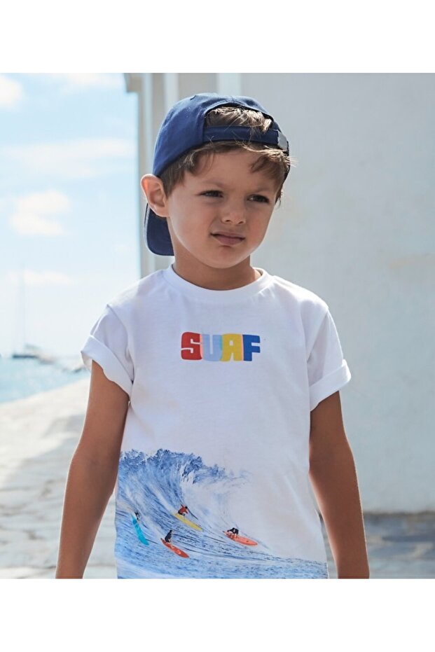 04-10 Years Mayoral Surf Bermuda Blue-White T-Shirt Set - Blue