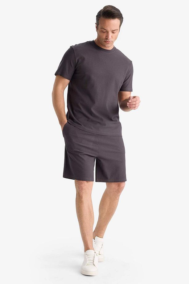 %100 Pamuk Relax Fit Twill Dokulu Cepli Şort E2590ax25sm - 3
