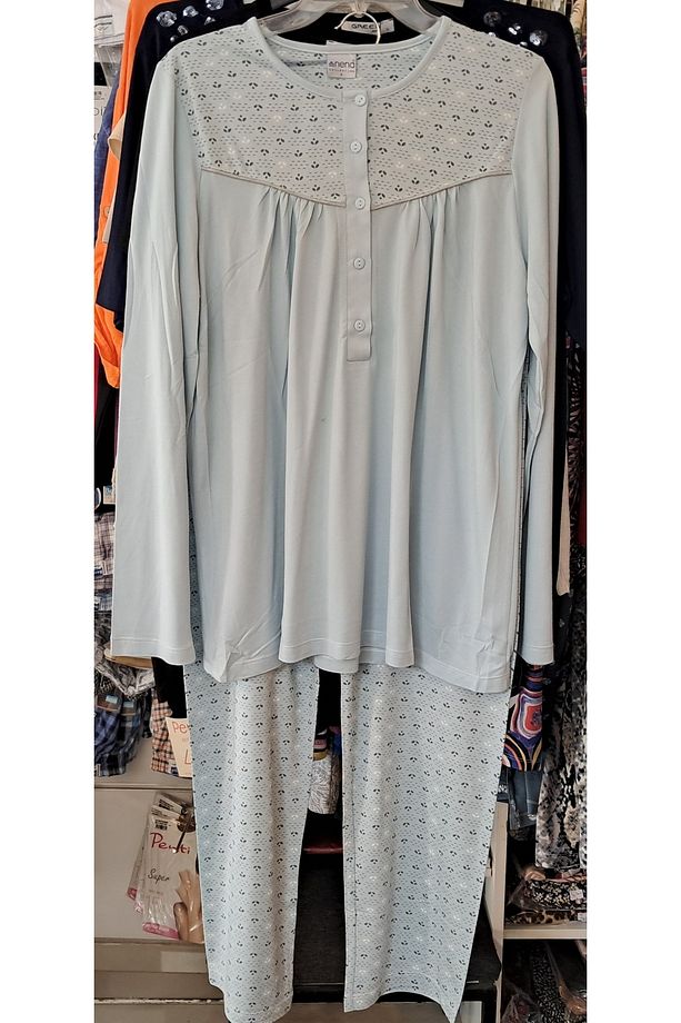 pamuklu Uzun Kol Pijama - 1