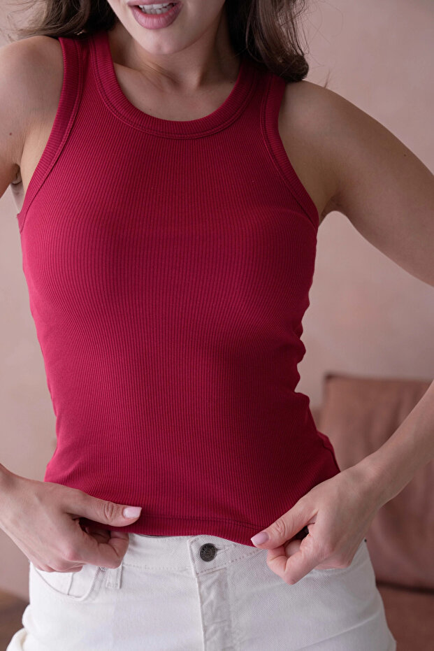 قميص داخلي أساسي مضلع مع خياطة كاريوكا على الظهر - 2