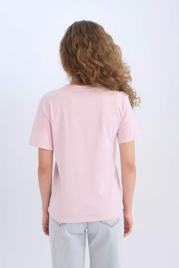 Regular Fit Bisiklet Yaka Basic Düz Kısa Kollu Pembe Tişört D9592ax25sm - 7