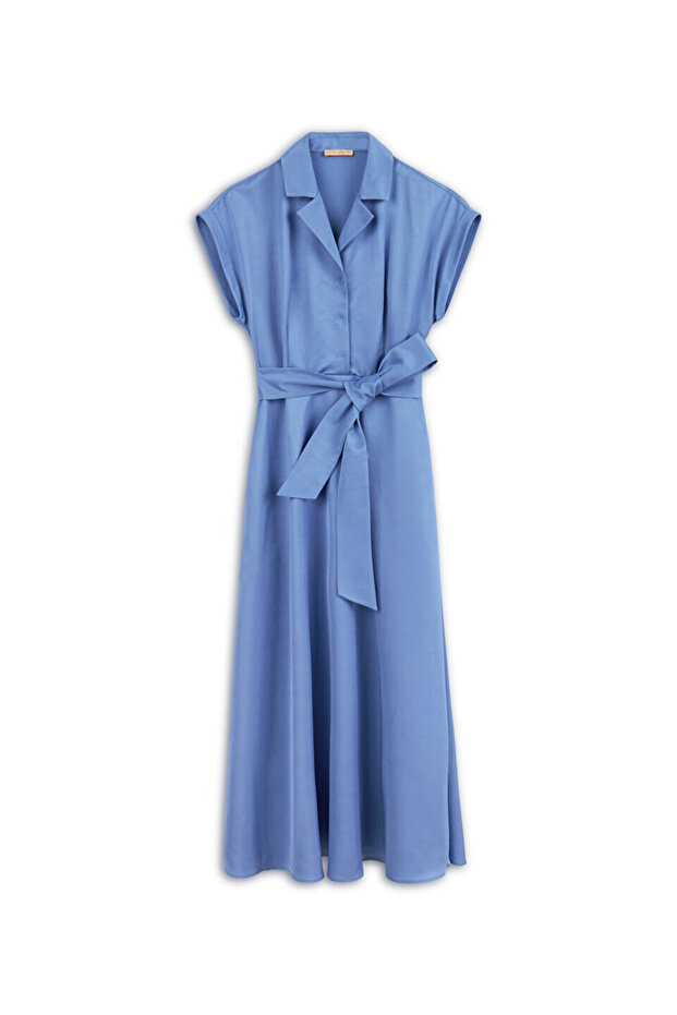 Kuşaklı midi elbise - 3