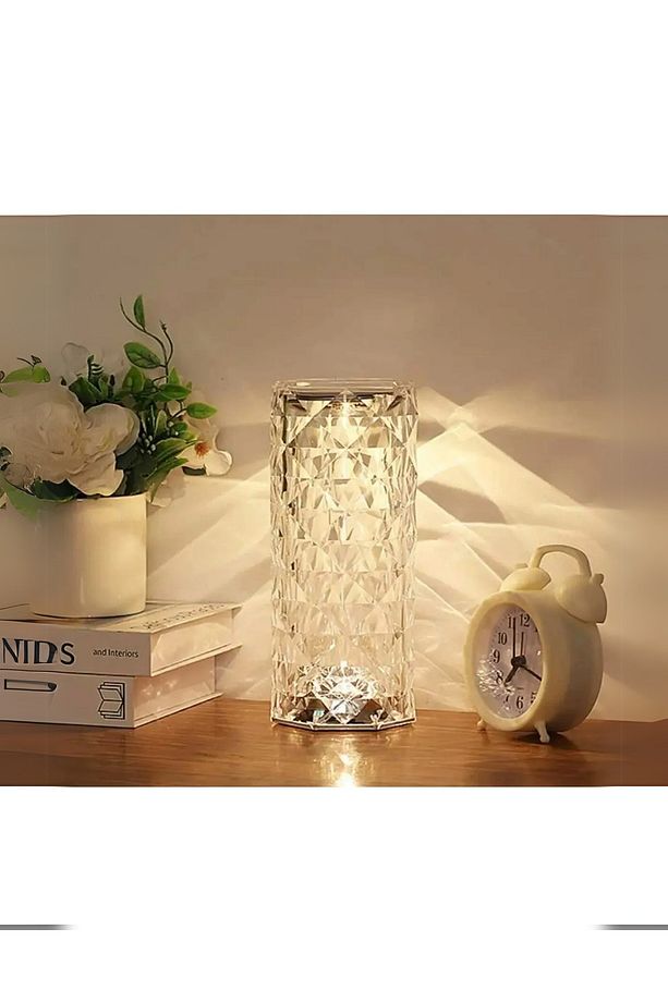 Kristal Elmas Led Dokunmatik Sensör Usb Şarjlı Masa Lambası RGB Gece Lambası - 3